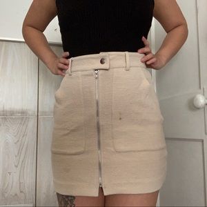A-Line Beige Skirt with Pockets